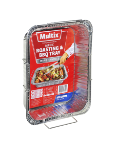 Multi Alfoil Roasting and BBQ Tray with wire Handles Medium Pack x 1 2